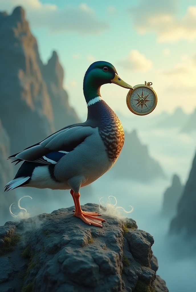 Duck with a compass