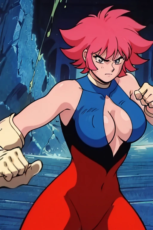 (best quality,masterpiece,ultra highres,8k,cel anime:1.2),(1mans:1.5),1woman,(ruin:1.3),(abs:0.8),(sweat:1.2), BREAK (selious, scowl:1.2),(motion blur),(fighting stance:1.3),(punching,rushpunch:1.1), BREAK (newhoney:1.4),