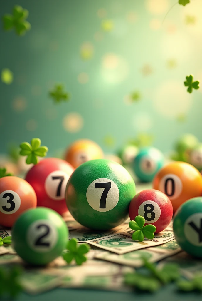 Tombola balls with clover and money