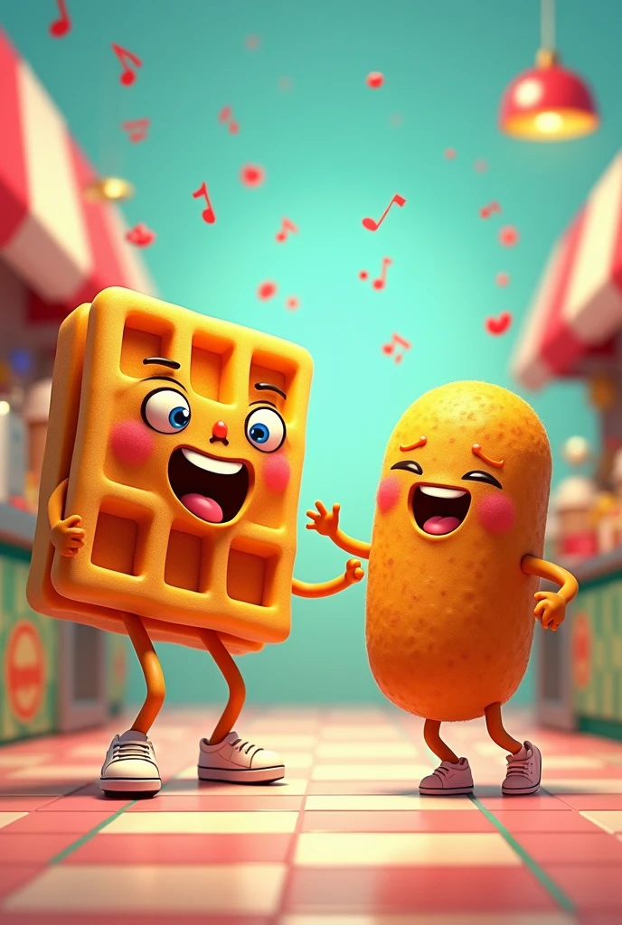 Cartoon waffle and tater tot Twerking
