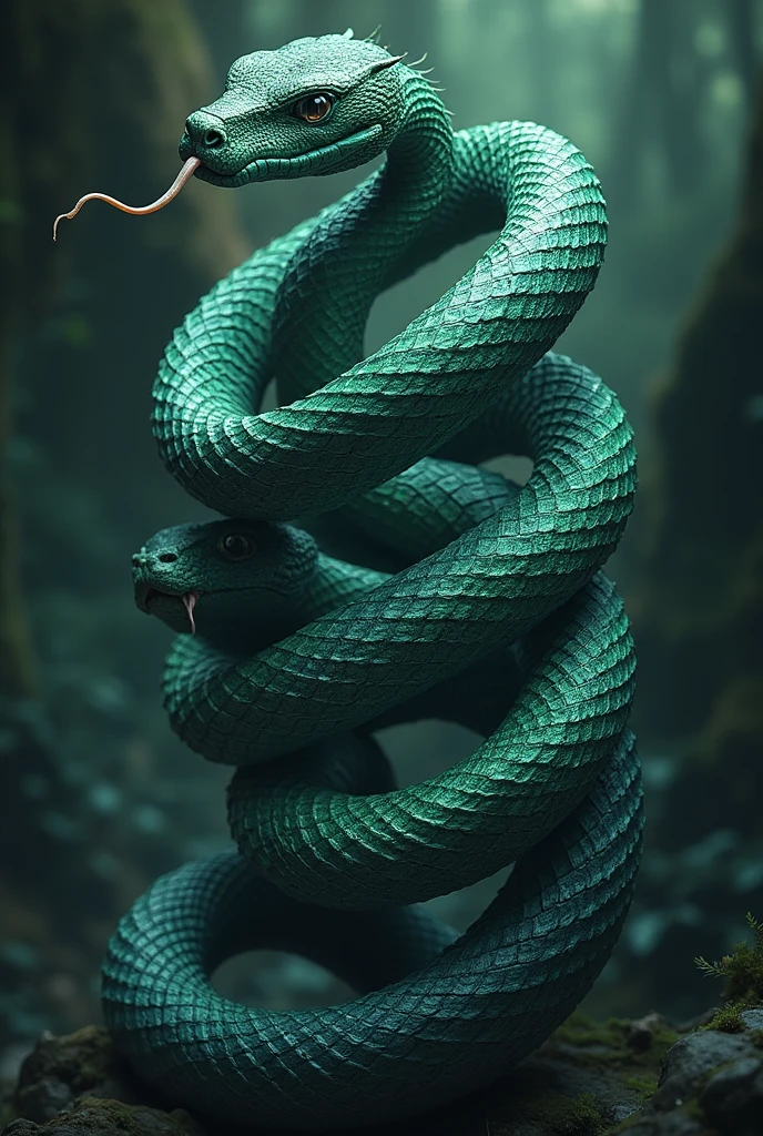 Create image of 5 snakes coiled together with their heads raised 