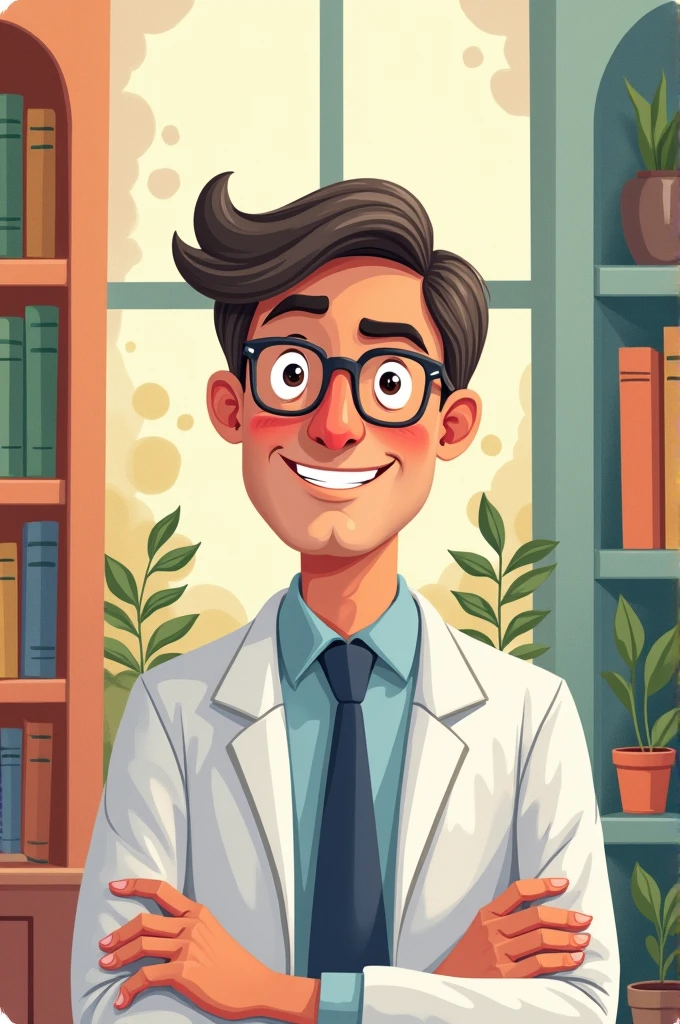 Psychologist man standing cartoon drawing