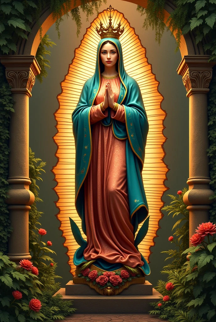Beautiful, gorgeous and hyperrealistic ( VIRGIN MARY OF GUADALUPE. In traditional catholic art style) by Jean- Baptiste e, Unreal Engine, Greg Rutkowski, Loish, Rhads, Beeple, Makoto Shinkai, and Lois van Baarle, Ilya Kuvshinov, Rossdraws, Tom Bagshaw, Alphonse Mucha, global illumination, detailed and intricate environment