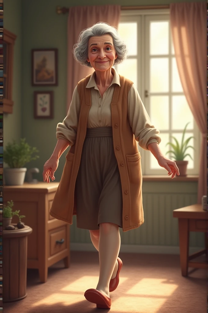 Grandma walking in stockings for home 