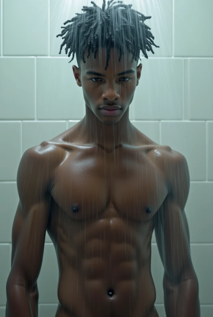 Black teenage showering 