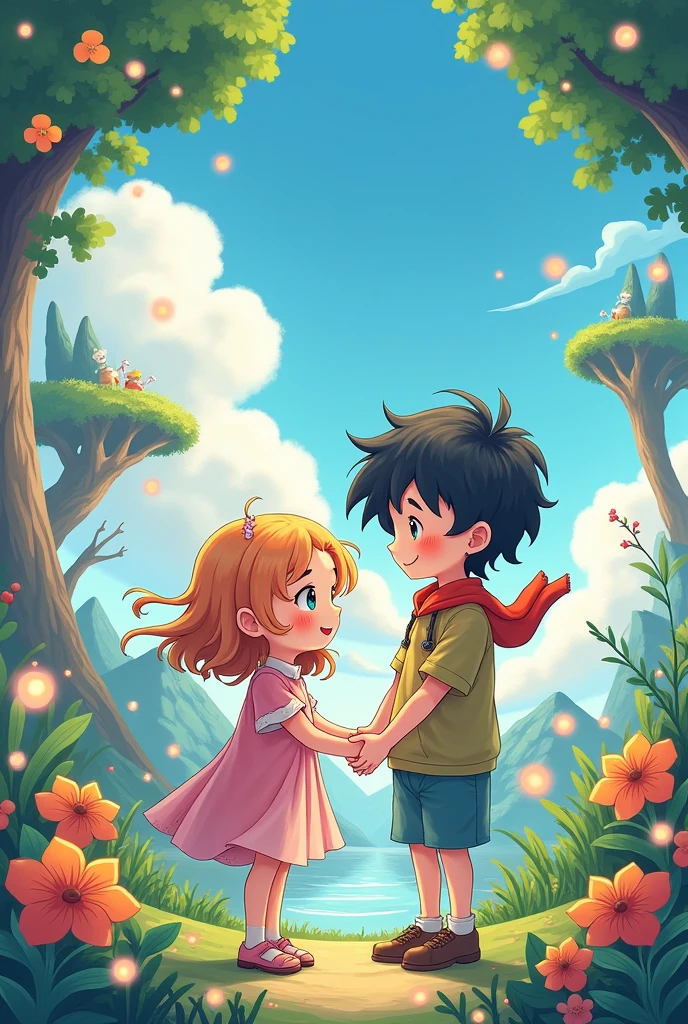 A picture of a girl and a boy named yoni and irel anime
