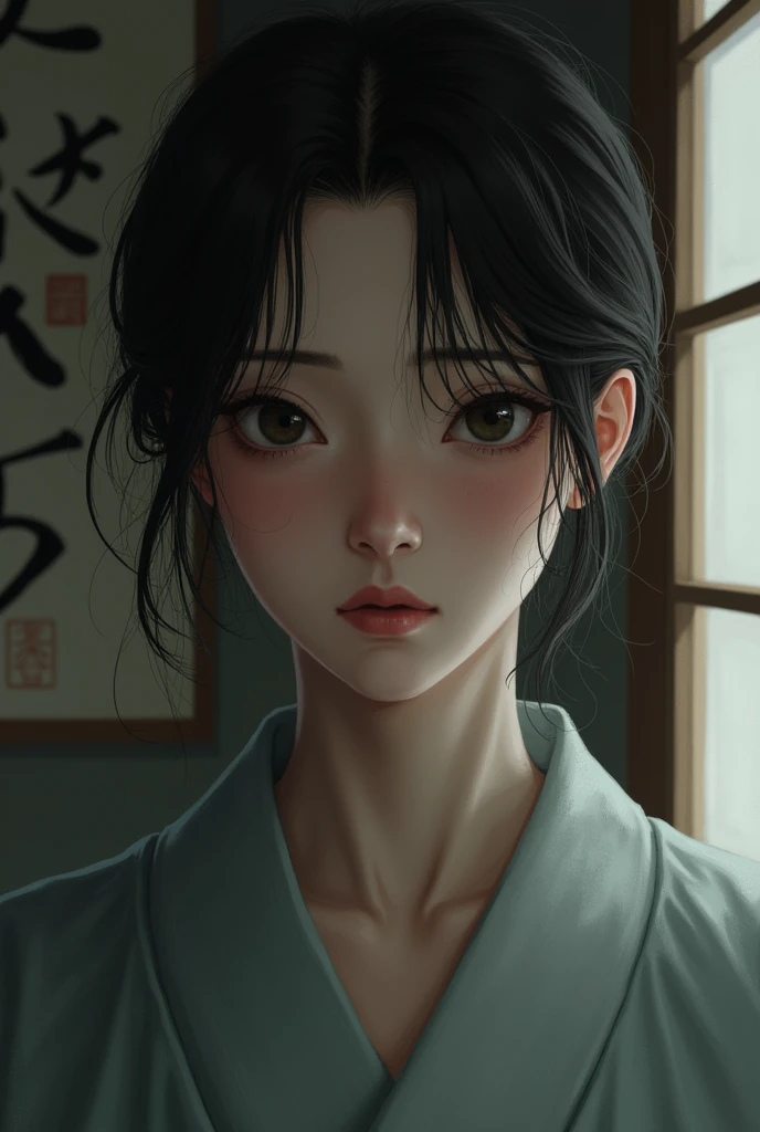 High resolution, A troubled Japanese woman