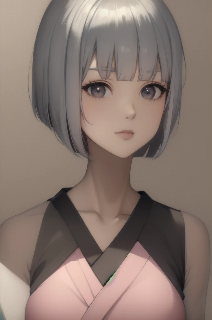 woman Japan Pastel Tones Silver Hair Bob Hair Bobcut cute Seventeen cute beautiful girl Bright and natural atmosphere Transparency Clear Eyes