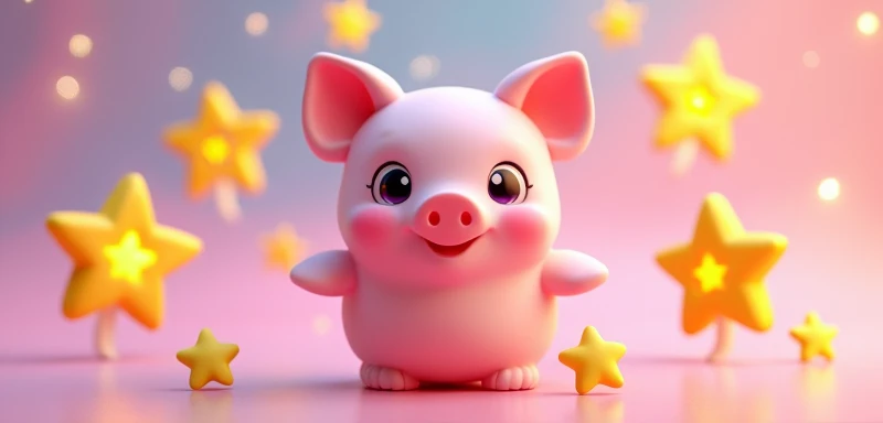 3D Stars with JJangDoo Pop name below cute, cute pig