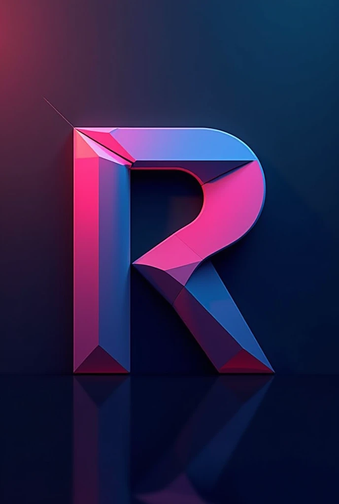 Make a capital R out of a logo with a three-color gradient, strong blue, hammer and magenta