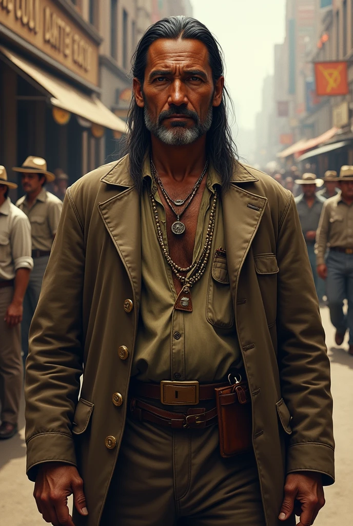 A man of Native American descent from the United States in 1902 but not wearing Native American clothing