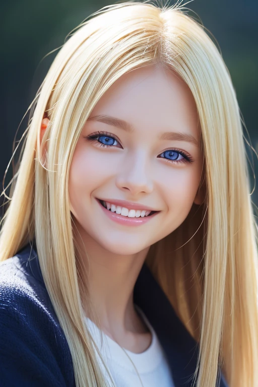 Blonde、Blue Eyes、smile、Background digital art、