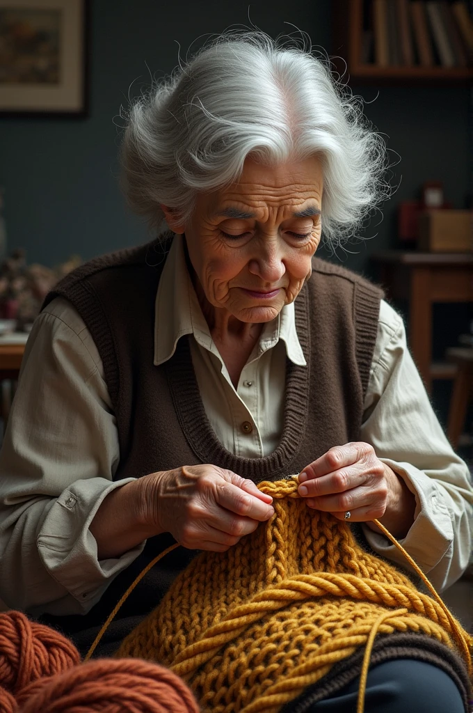 old lady knitting