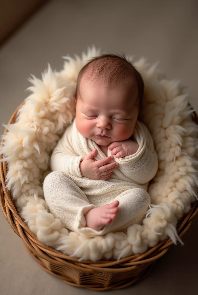 Newborn photoshoot, basket scenario,