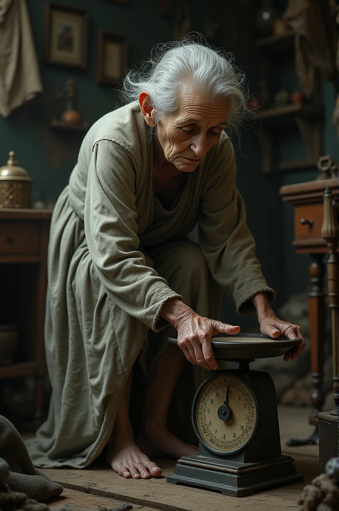 old lady weighing 
