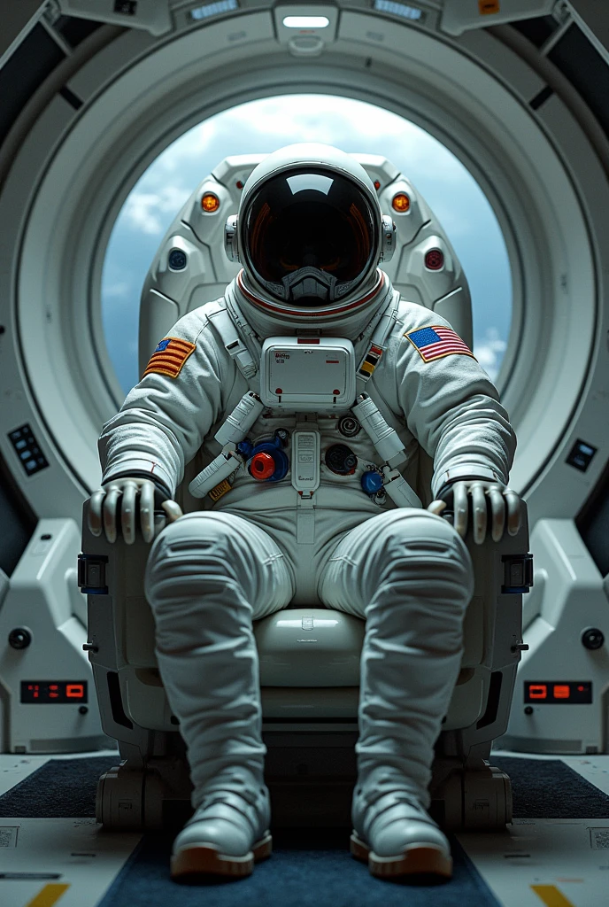 astronaut sitting on chair