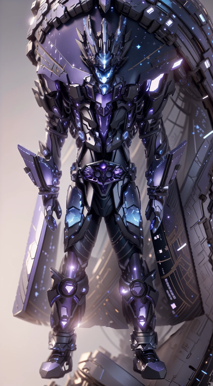 The color changes from starry sky to blue and purple,Some starry blue and starry purple(Ensure its layering and armor texture,Starry sky color as main color)