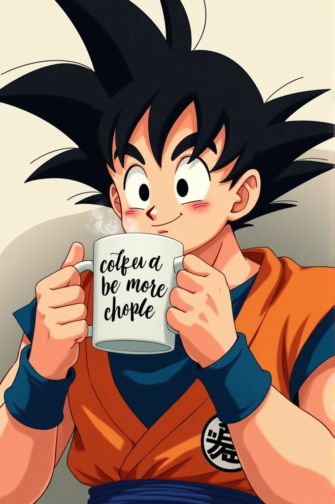 It had a Goku holding a coffee with milk written on it "don&#39;t feel guilty about everything,ok? Sit down and grab that warm latte"