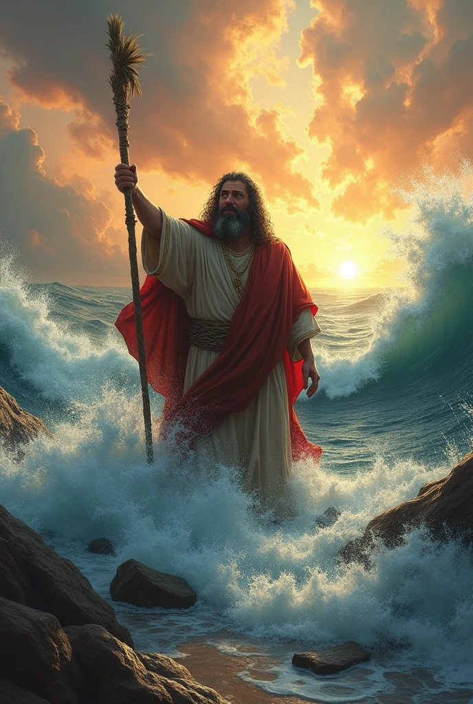 Moses opening the red sea power in the staff