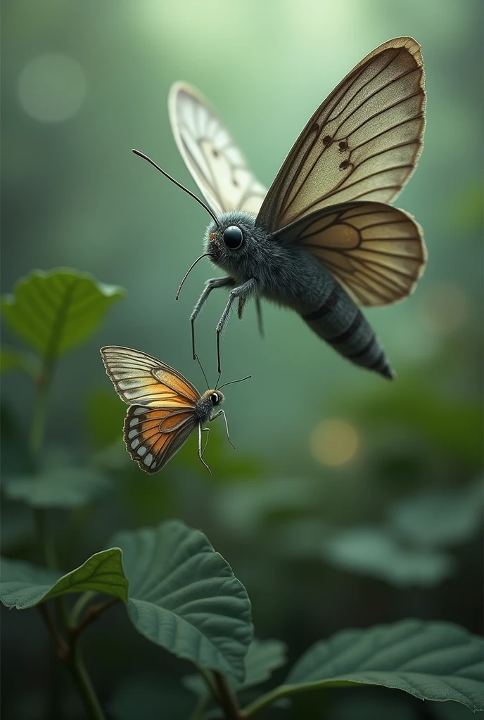 MOTH STOPPED CUTTING THE WINGS OF A BUTTERFLY