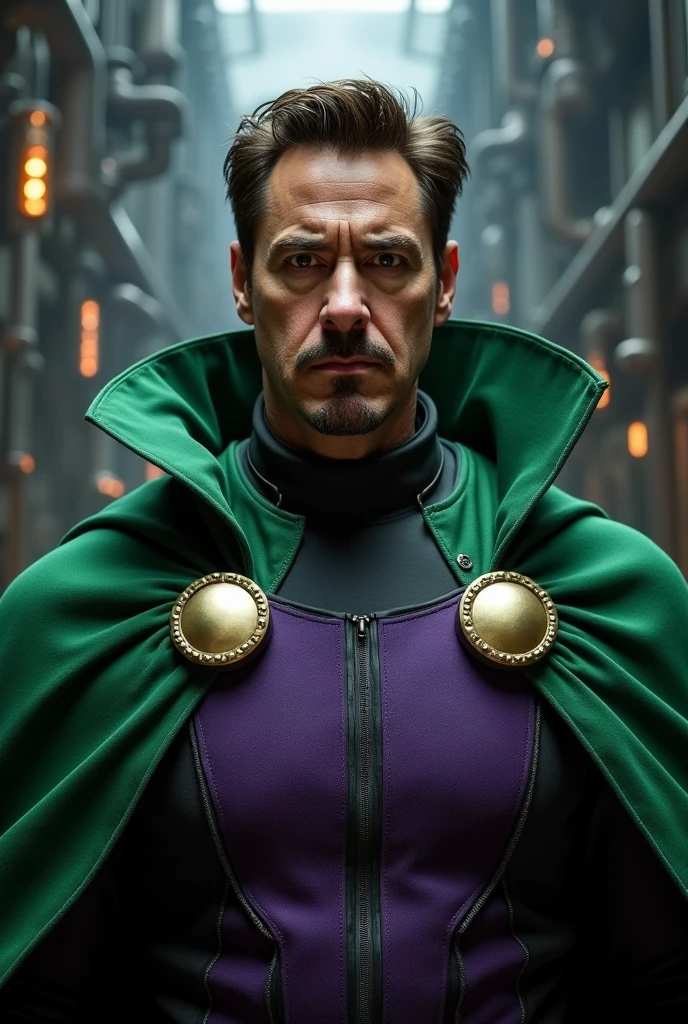 Robert Downey Jr in doctor doom outfit without mask