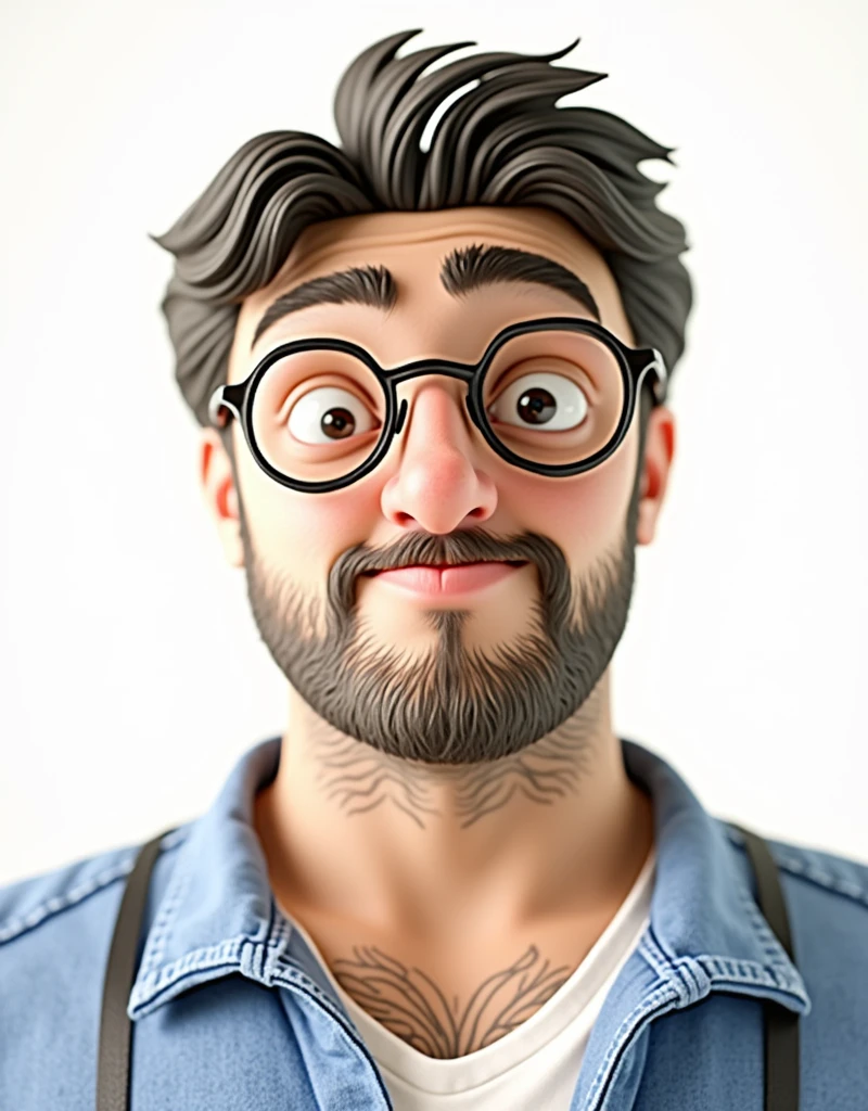 Cartoon character of a man in black glasses and blue shirt, animation character, stylized character, animation style rendering, 3d stylized, Arnold Maya rendering, Stylized 3D rendering, toon render screenshot, 3d character, 3d character, Stylized 3D rendering, 3D character rendering, cartoon character, Personagem de close up, character posing, (Pixar-style) (master part:1.2) (bokeh) (best qualityer) (skin detailed) (detailed texture) (8k) (Argilla) (cinematic lighting) (sharp focus