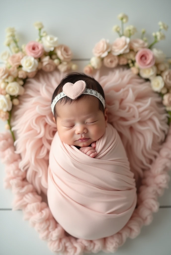 Newborn photoshoot, hearts scenario 