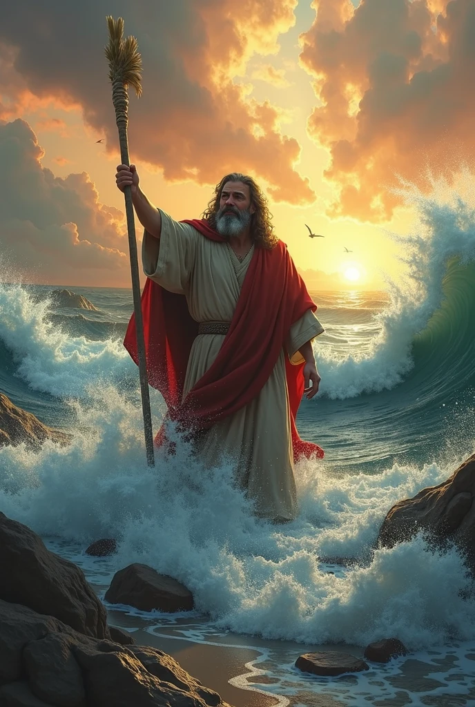 Moses opening the red sea power in the staff