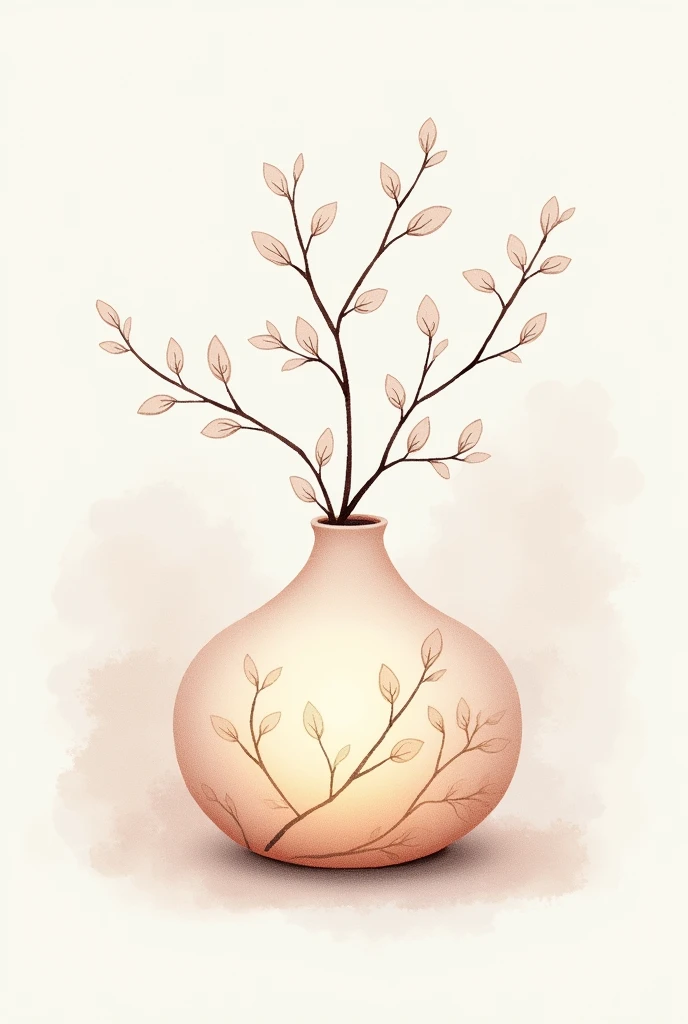 Aroma Diffuser Design, pencil draw, Watercolor painting. dainty. Small branches