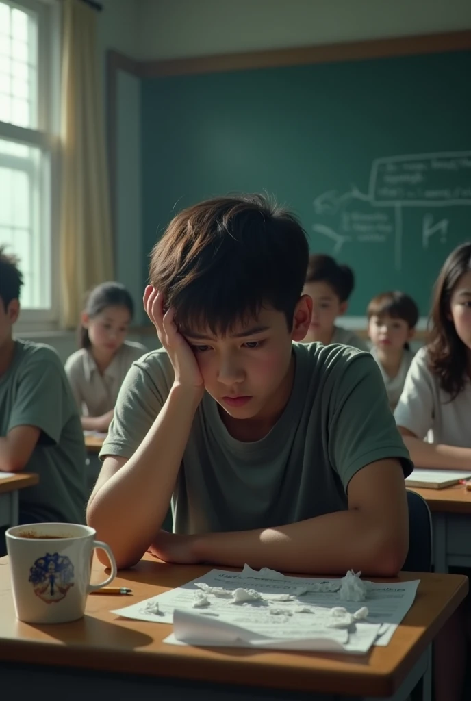 A distressed student in the classroom