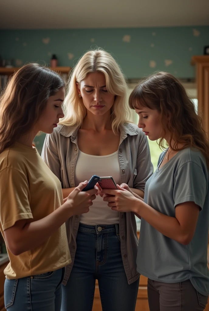 Mom takes phones her two teenage daughters 