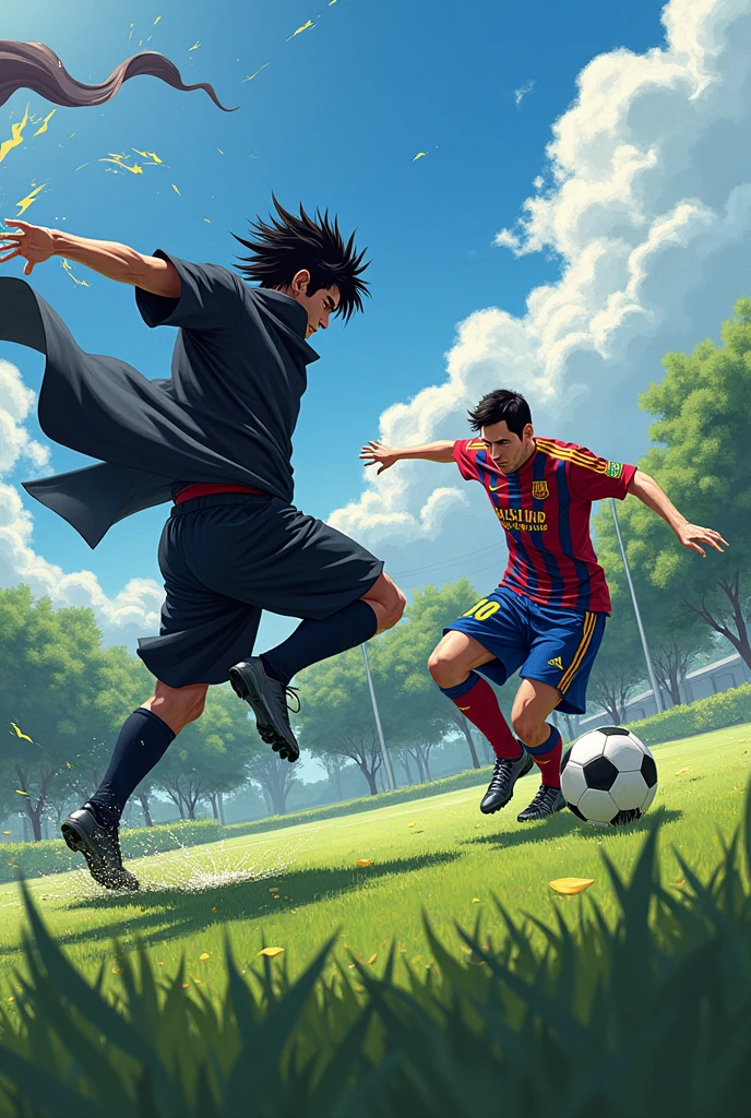 Sasauke fighting against the Messi