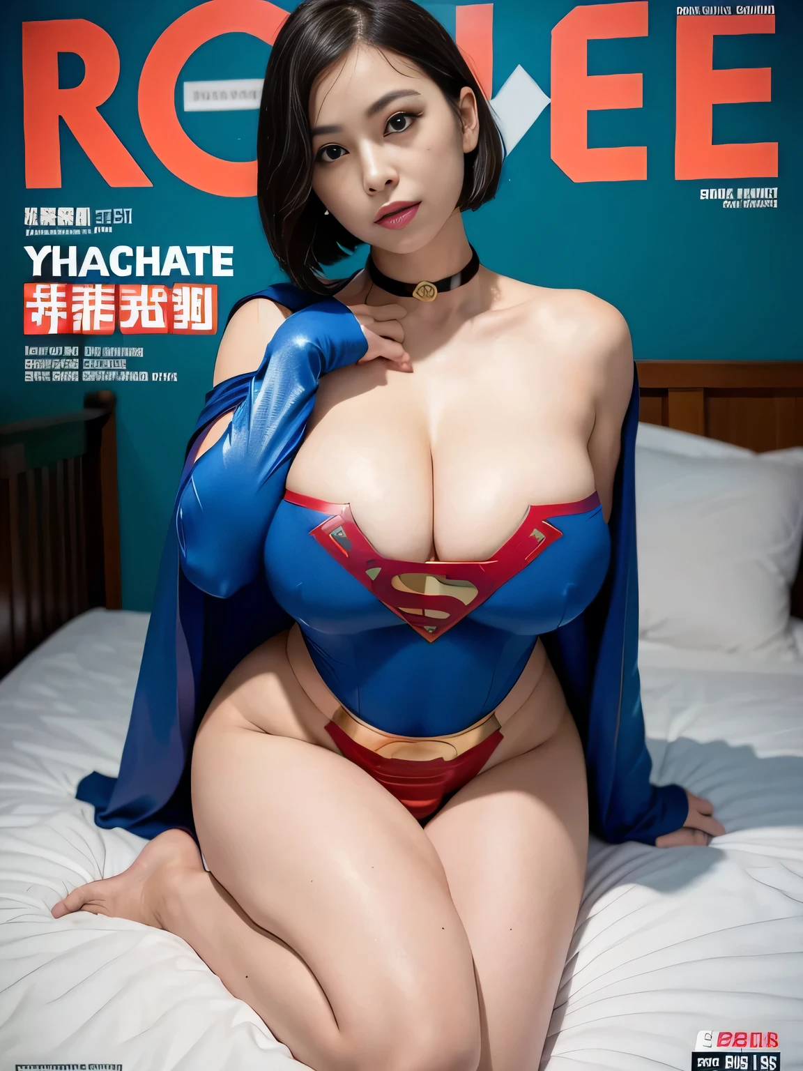 masterpiece、Rubber Supergirl Costume、Short Hair、On the hospital bed、Nymphomaniac、Big and ample breasts、looking at the camera、Shiny、Off the shoulder、choker、Long sleeve、exy poses to seduce、Sweaty skin、Model body type、charm、Enchanting、Abused、test subject、victim、Wild、Photorealistic、Gorgeous bare legs、Expose your belly、athlete、High leg leotard、Photo magazine cover、Cape、Glamorous cleavage、barefoot、Young wife in her 30s、Close-up shot from the front、