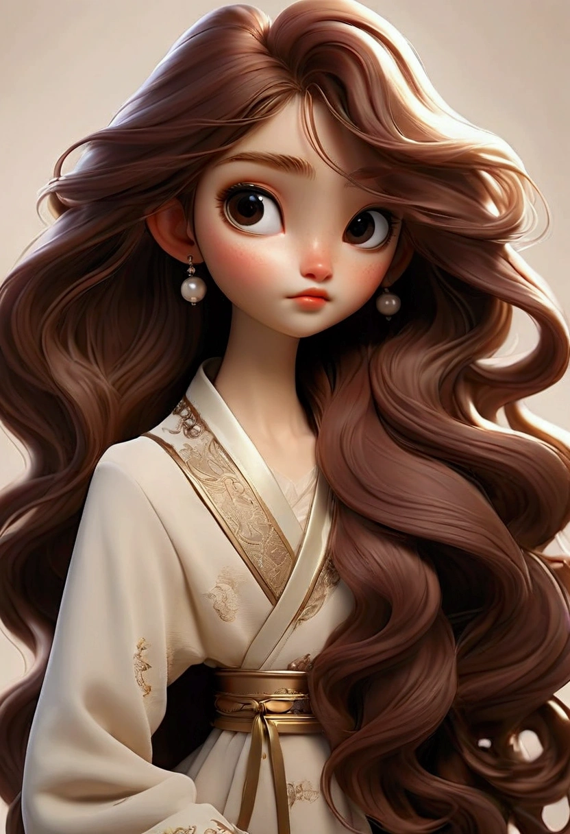 whole body、Same person、Long, permed bronze hair、Baby face、Silky, delicate and fluffy hair