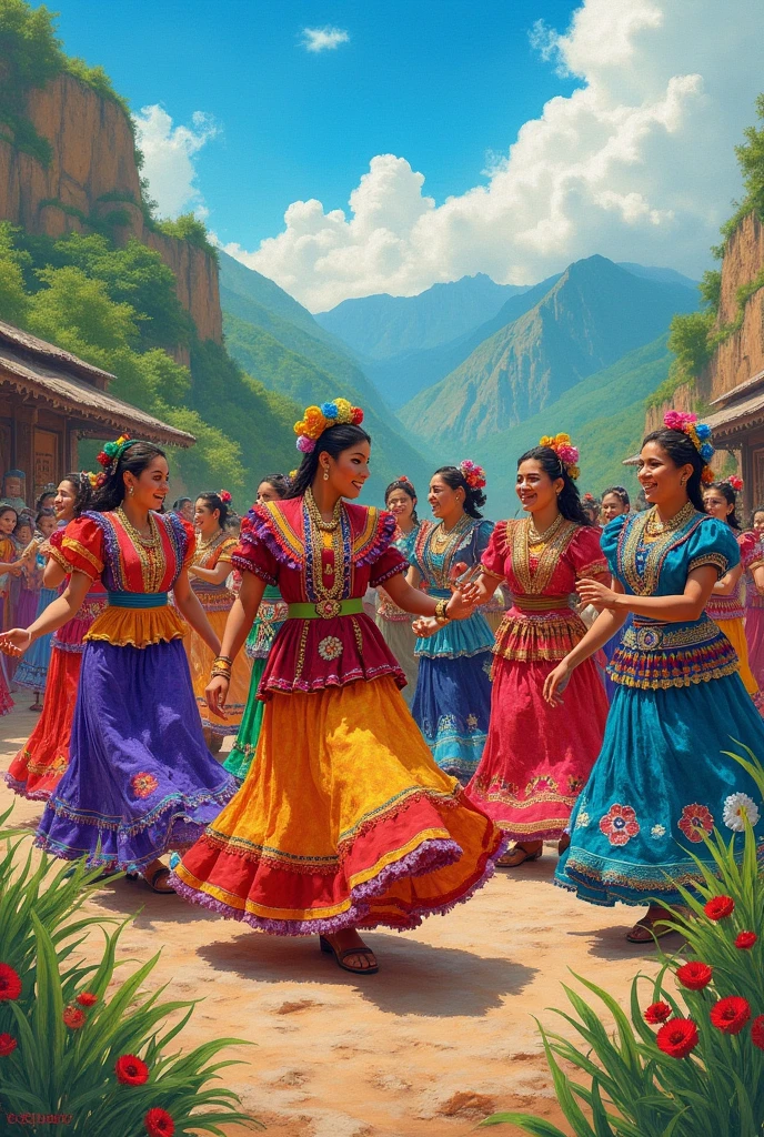 Bolivian dances in drawing
