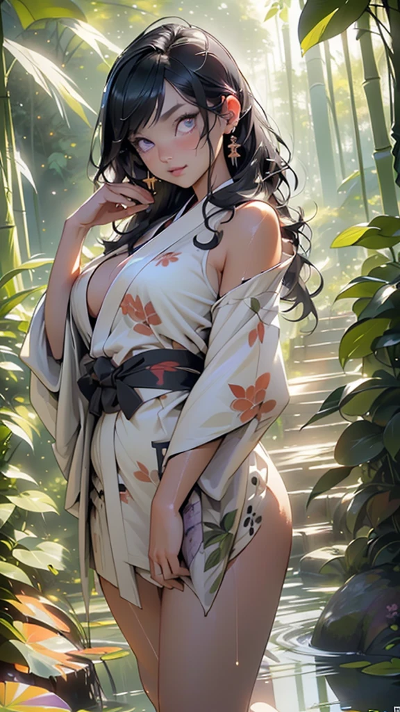 1female,45 yers old,Married Woman,熟妇,mature,plumw,extremely large bosom,Big breasts Thin waist,long leges, 独奏,(Background with:,star war,Huge spaceship,the rainforest,lotus flower,Ground area water,) She has long pink hair,bobo head,,seen from the front, standing in forest, mostly cloudy sky,(((tmasterpiece),(Very detailed CG unity 8K wallpaper),best qualtiy,cinmatic lighting,detailed back ground,beatiful detailed eyes,Bright pupils,Black eyes,Snow-whiteskin,Redlip(Very fine and beautiful),(Beautiful and detailed eye description),ultra - detailed,tmasterpiece,))facing at camera,A high resolution,ultra - detailed),laughingly,revealing breasts,Bare genitalia, Bulge,legs are open,Raised sexy,Camel toes,Flushed complexion,Desire for dissatisfaction,frontage,(Wearing:headset on head,baseball cap,Transparent apron,Transparent kimono)cyber punk style