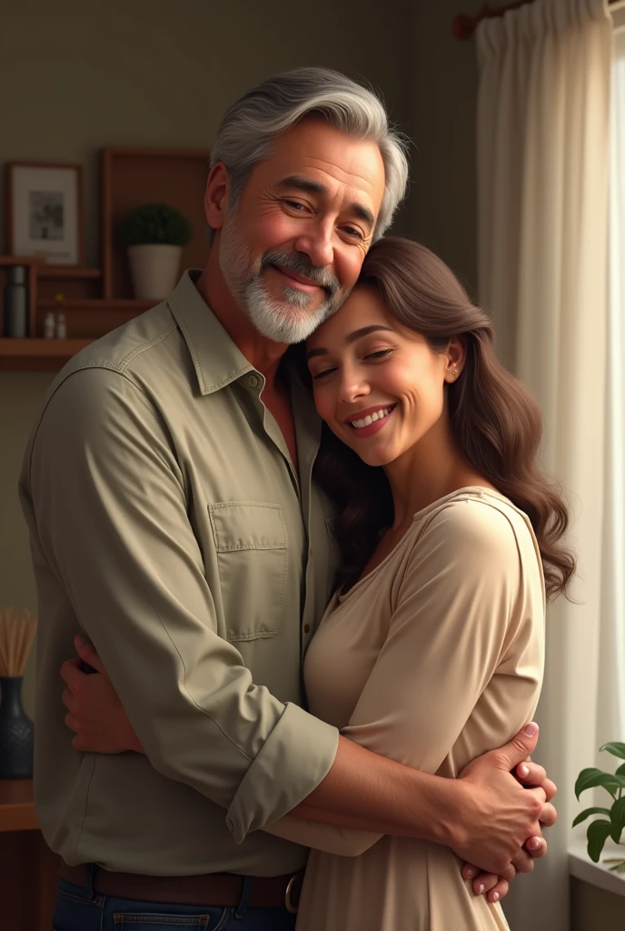 Man hugging his wife