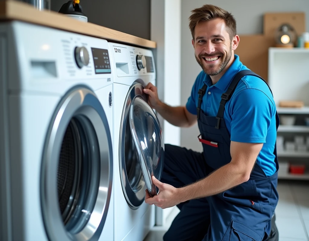 Advertisement for a washing machine installation and maintenance company