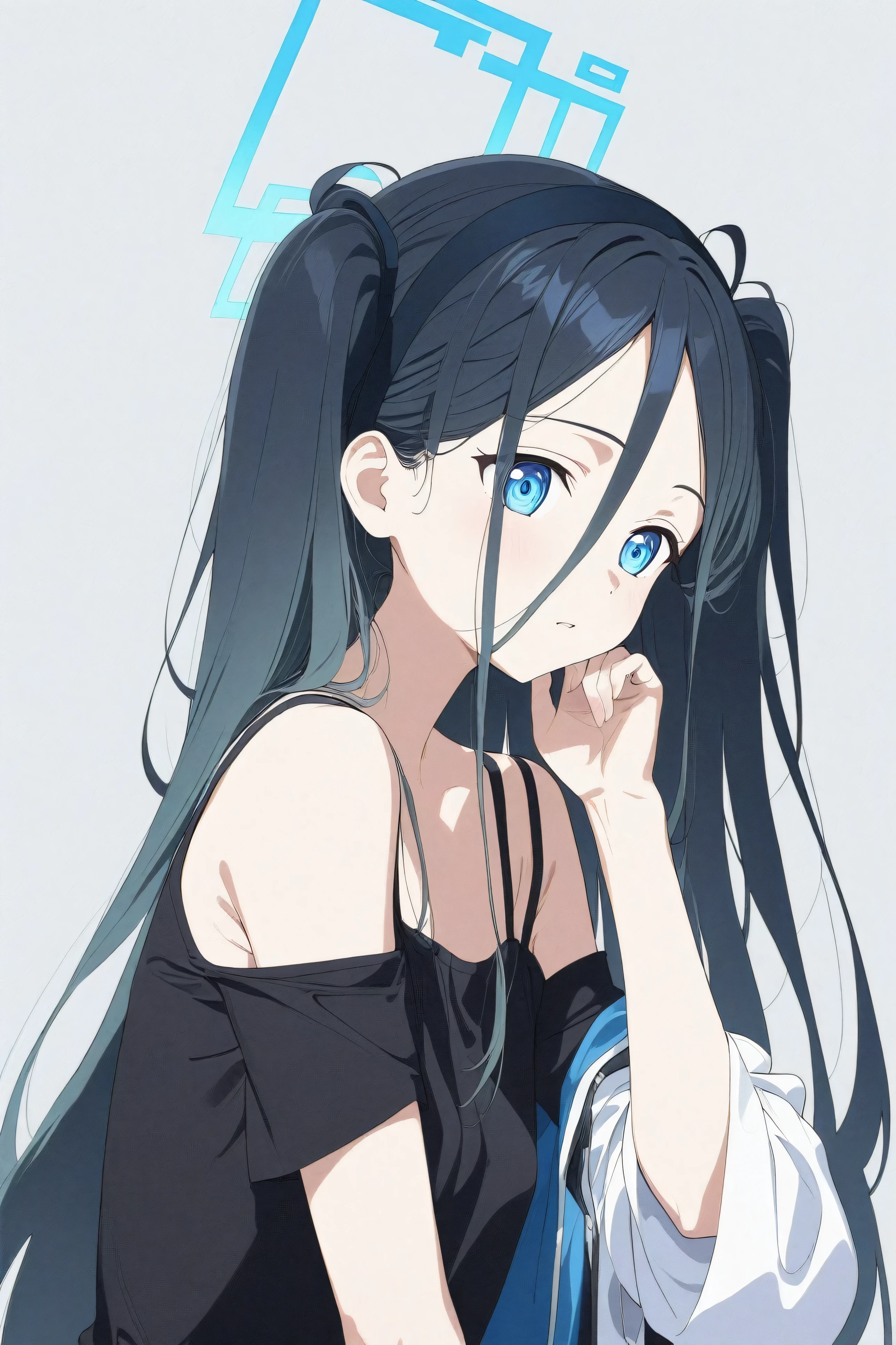 (masterpiece), (Highest quality), (Very detailed), so beautiful, figure, Perfect composition, Complex details, Absurd, Detailed face, (Complex),One girl, (One girl, Alice (Blue Archive), Blue Archive, blue eyes, Black Hair, Small breasts), Nipples,Perfect Face, 4K, extremely detailed anime figure,, Enhanced Details,Cowboy Shot,Perfect Anatomy,Smooth Skin, (Gray background), Clear eyes, Beautiful Face,(Anime Style:1.5), (High resolution),