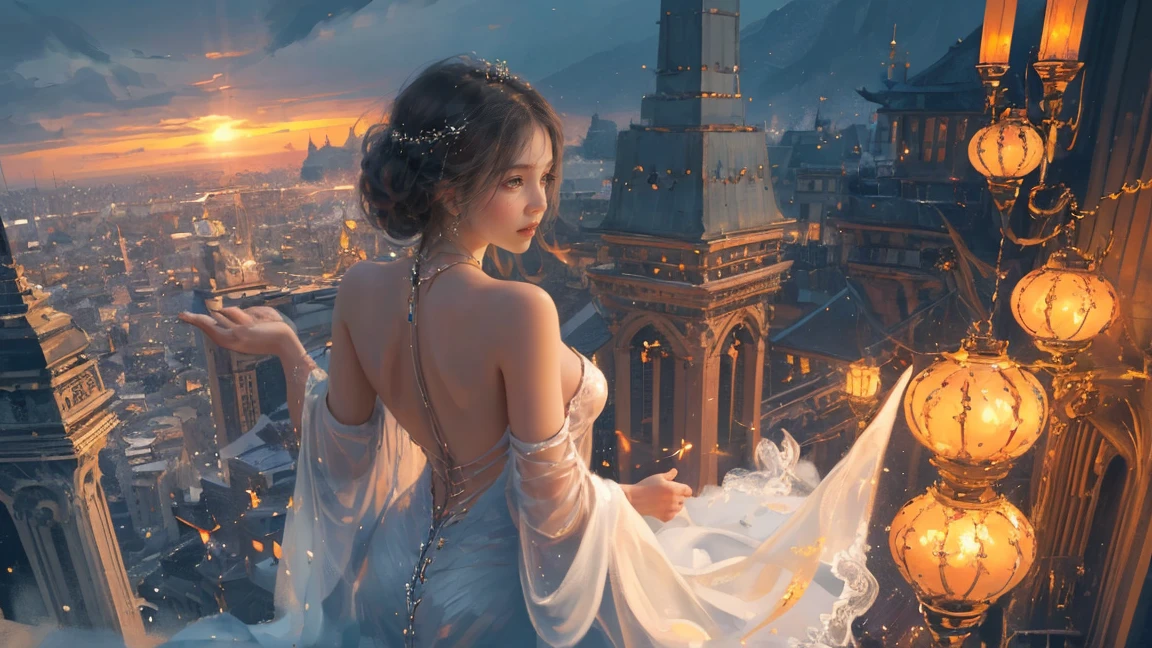 (practical, Photorealistic:1.37), (masterpiece, Highest quality:1.2), (Ultra-high resolution:1.2), (Original photo:1.2), (Clear focus:1.3), (Face Focus:1.2), (Highly detailed CG Unity 8k wallpaper:1.2), (Beautiful Skin: 1.2), (Pale skin:1.3), (Super sharp focus: 1.5), (Super sharp focus:1.5), (Beautiful and clean face:1.3), (非常にDetailed Background, Detailed Background:1.3), Bokeh, Depth of written boundary, rest, Image of a Very Cute and Beautiful Japanese Woman, (bride), business suit, (2:1.1), smileの少女の肖像画, Full body image, from the front, Symmetrical Configuration, (Studio Lighting:1.3), (Cinema Lighting:1.3), (Rear window lighting is backlit:1.3), (surface light:1.3), Light Enveloping Her Entire Body, Looking straight at you, Persistence, Sexy model posing, rest, (Chestnut Half-Hair:1.2), Dark brown eyes, Beautiful Eyes, Princess Eyes, Mahogany Hair, A single hair, bangs, slim, Abdominal muscles, (Huge breasts;1.35), (Willow West:1.15), (Details of a beautiful girl:1.4), (Pure White Elegant and Gorgeous Lace Silk Wedding Dress:1.3), (BaliOcean view背景:1.2), (smile, happiness:1.3), ((Perfect female body)), (Upper body image:1.3), Encircling the head, Perfect Dramatic, Volumetric lighting, Professional majestic oil painting, Glowing Skin, CT Anatomy, Perfect Proportions, 8.Five Really Small, Face Focus, Ultra practical Photo, Extremely clear images, Ultra-high definition images, Bali, Ocean view, nature, External, ((walking beach:1.2,evening,Sunset)),
