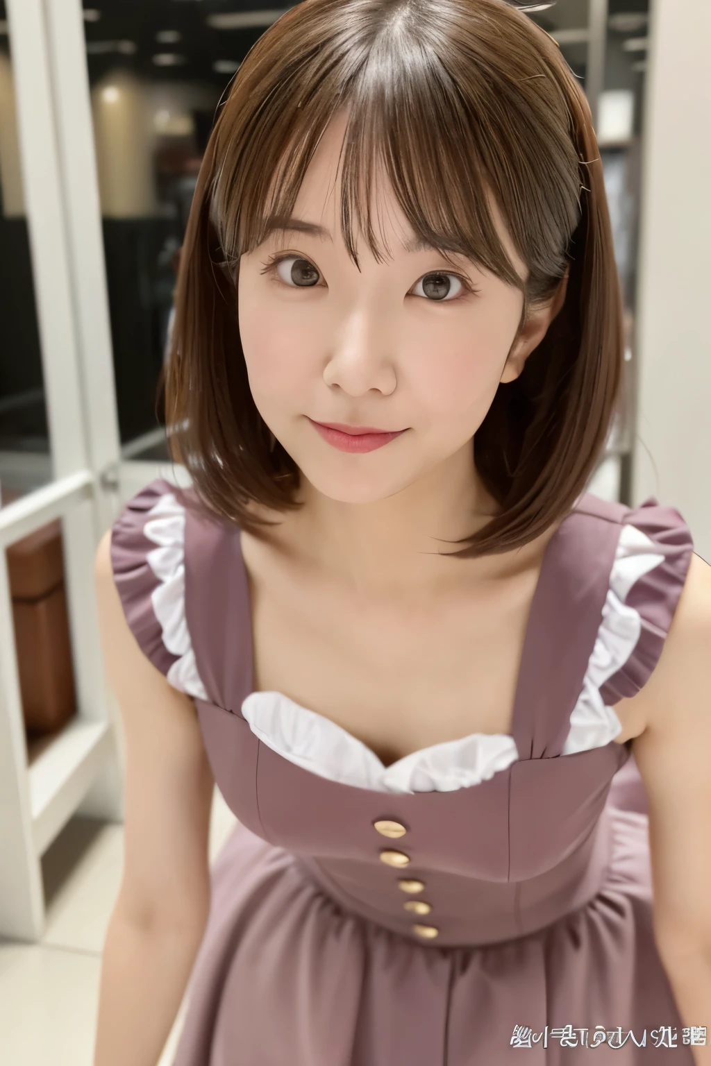 Masterpiece, photogravure, highest quality, clear contours, (One Girl, alone), Japanese woman, 30 years old, lipstick, cute face, detailed face, beautiful eyes, detailed eyes, focus on the eyes, bob hair, Anatomically correct body structure, wearing body-fitting costumes, getting on all fours, lifting butts, shot from the front