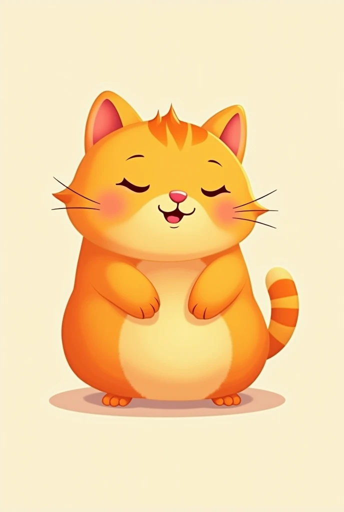 A cute orange cat closed eyes smiling logo