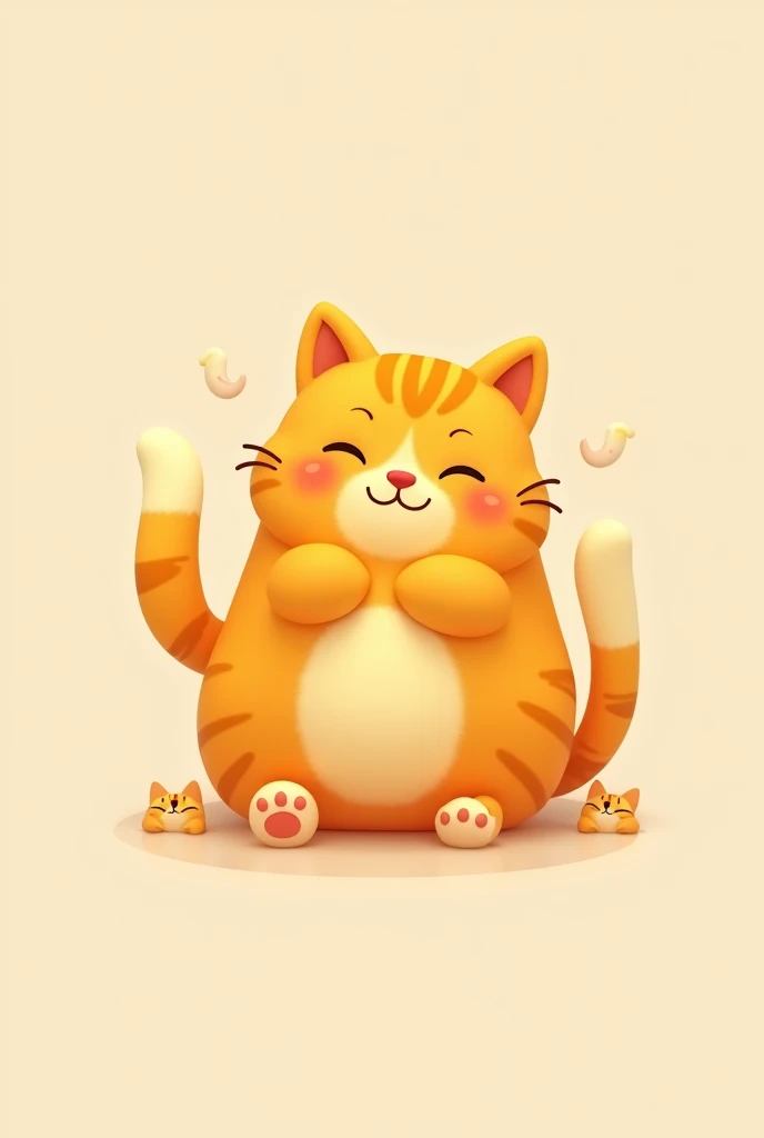 A cute orange cat closed eyes smiling logo