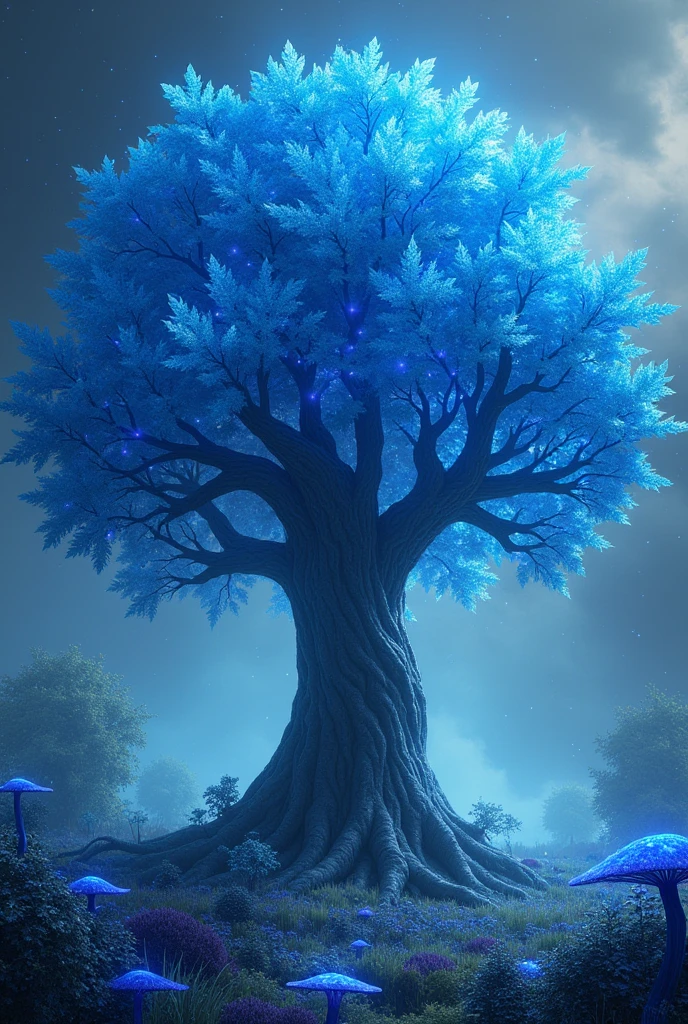 tree with blue leaves
