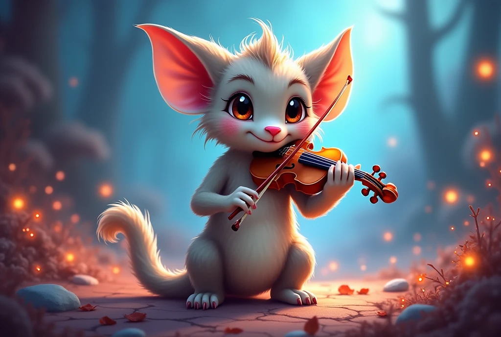 beast violin cute magic blue red