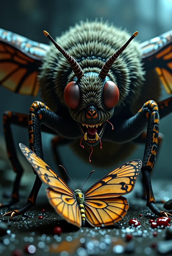 TERROR MOTH STOPPED CUTTING THE WINGS OF A BUTTERFLY