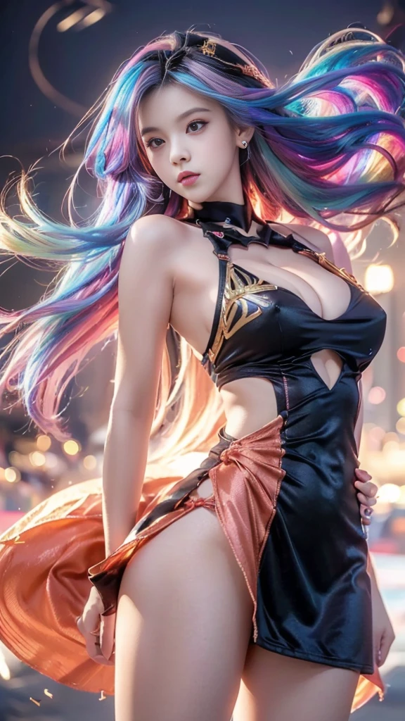 5,(((bishoujo,Deep V,Shy,Asymmetry,cleavage cutout,Shocked,open cloths,(Squeeze chest),(bitch_virgin:1.5),Exposed breasts,Rainbow Hair,Laser clothes,Pure and sexly,glans,torpedo breast,Pointed chest,torpedo breasts))),curvy ,High target_solve, clearly_image, Detailed background,best quality, Gold,number, Very detailed, Finely, high resolution, 8k画质, Perfect dynamic composition, long hair, wavy hair, Charming pose,sexly,Shy,masterpiece, best quality, high resolution, 8k, HDR, raytracing, detailed shadows, beautiful girl, (hyperdetailed:1.15),5