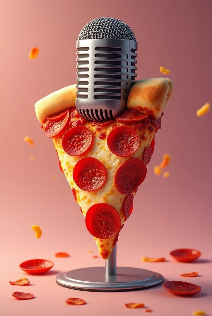 A pepperoni and a microphone