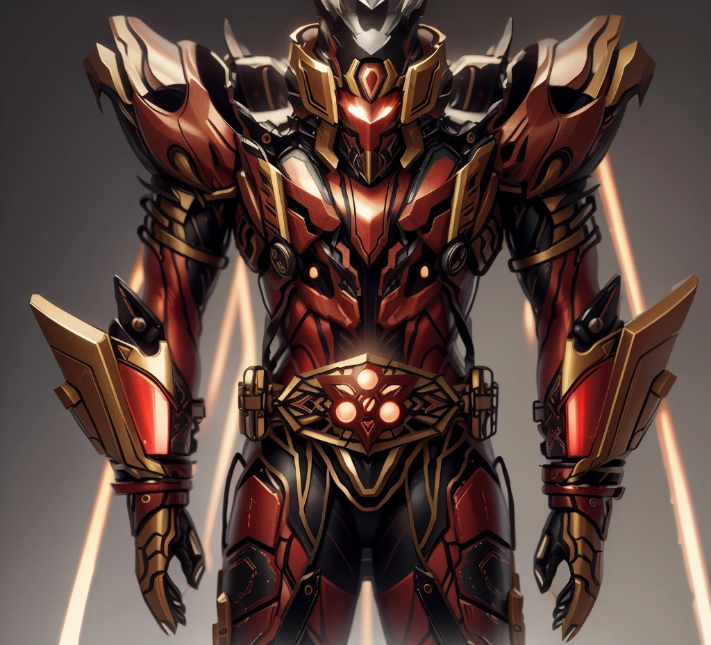 Keep the original image,No changes made,Keep the red image,Red is the main color tone。Can become brighter Red and golden,Red and golden are the main colors,Red and golden,Some Red and golden,Red and golden(Ensure its layering and armor texture)