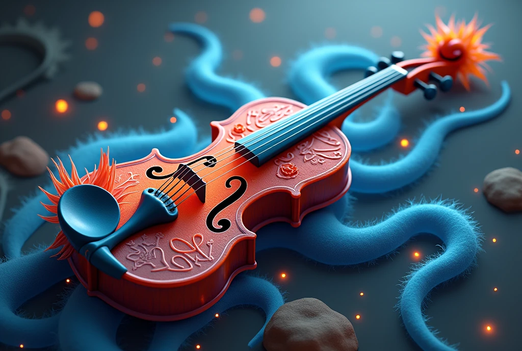 beast violin cute magic blue and red